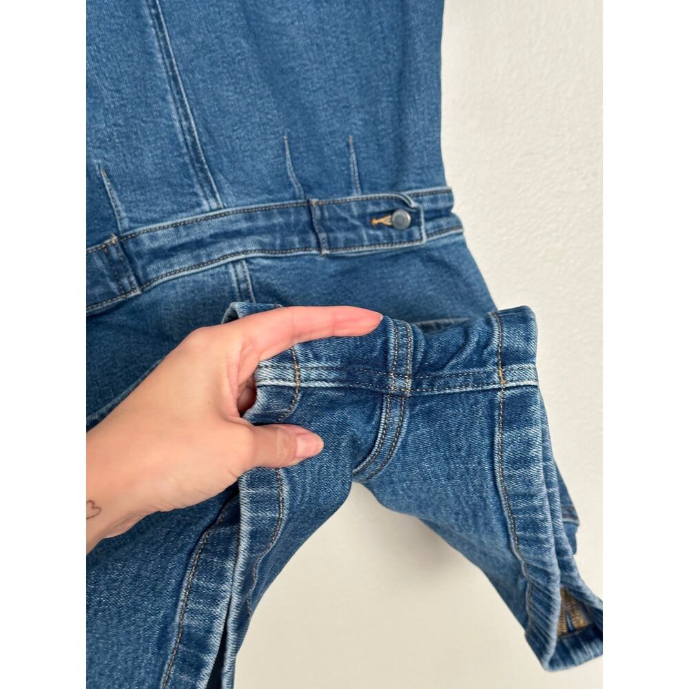 Outerknown Small Denim Vintage Style Jean Romper Collared Button Down Blue - Picture 6 of 7